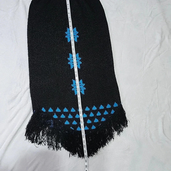 Vintage French Rags Hand Loomed Knit Sweater & Skirt Set Black Blue Fringe Size - Picture 12 of 13
